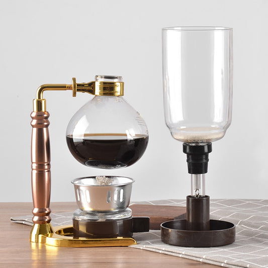 Máquina de café de sifón resistente al calor para el hogar, tetera de vidrio con filtro, 3 tazas, 360ml